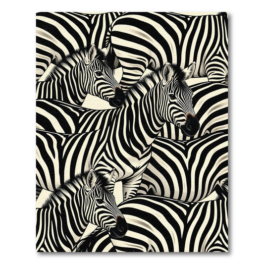 Bold Black and White Zebra Herd Rug