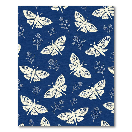 Cream Butterflies On Deep Blue Field Rug