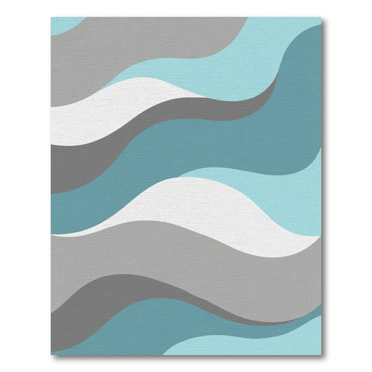 Oceanic Waves Gray White Blue Rug