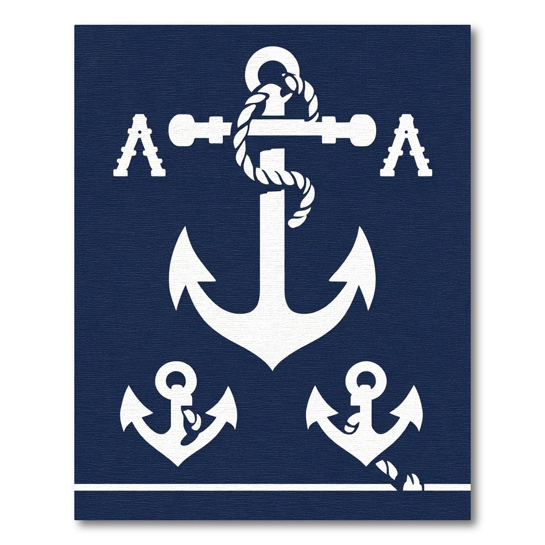 White Anchor Nautical Navy Rug