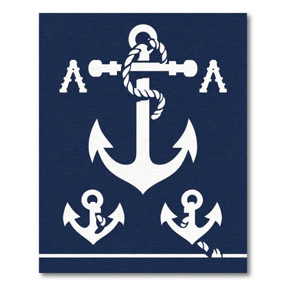 White Anchor Nautical Navy Rug