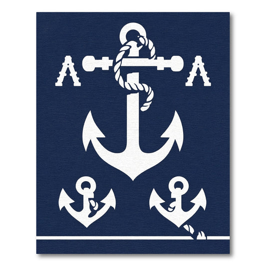 White Anchor Nautical Navy Rug