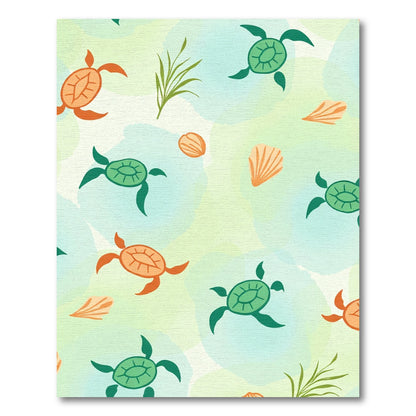 Sea Turtle Watercolor Splash Print Rug