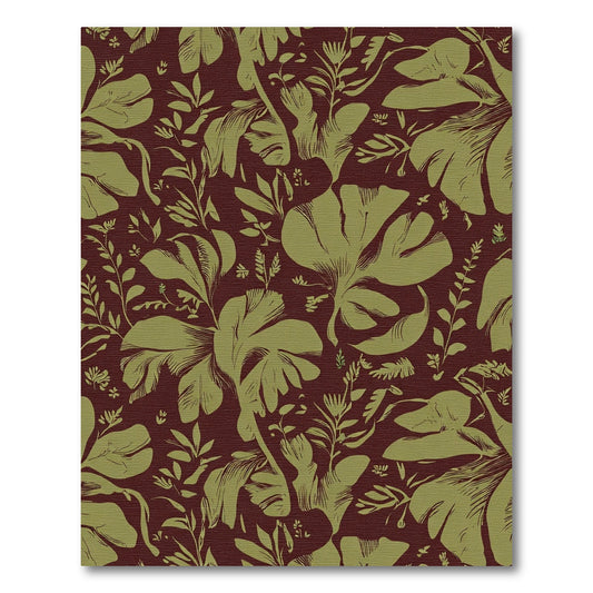 Deep Red Lush Green Botanical Garden Rug