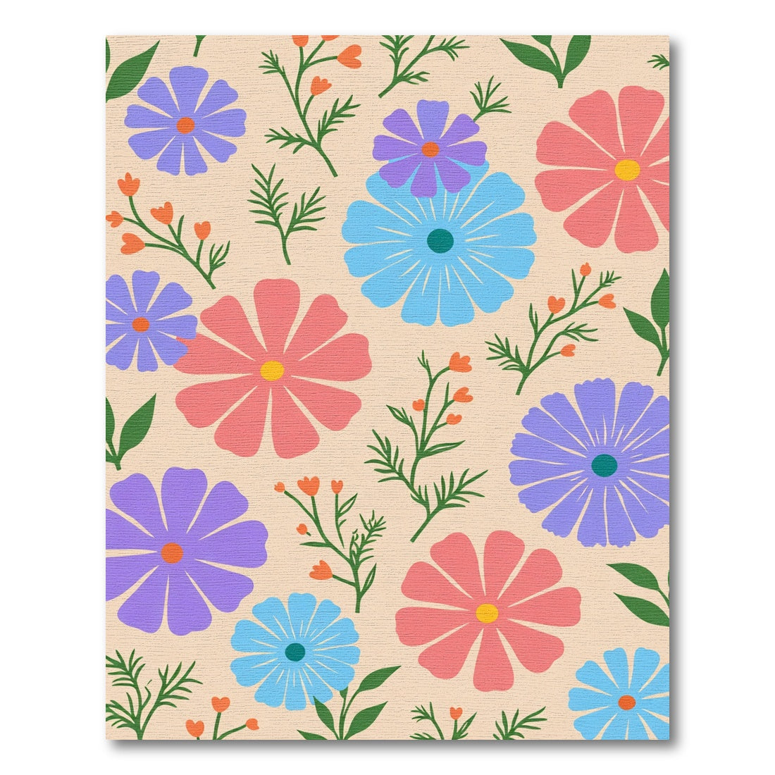 Whimsical Floral Meadow Pink Blue Purple Rug