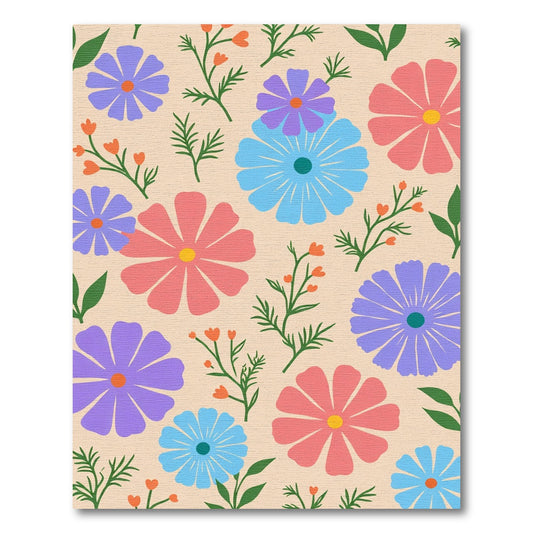 Whimsical Floral Meadow Pink Blue Purple Rug