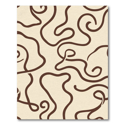 Cream Chocolate Swirl Abstract Waves Rug