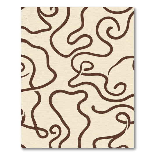 Cream Chocolate Swirl Abstract Waves Rug