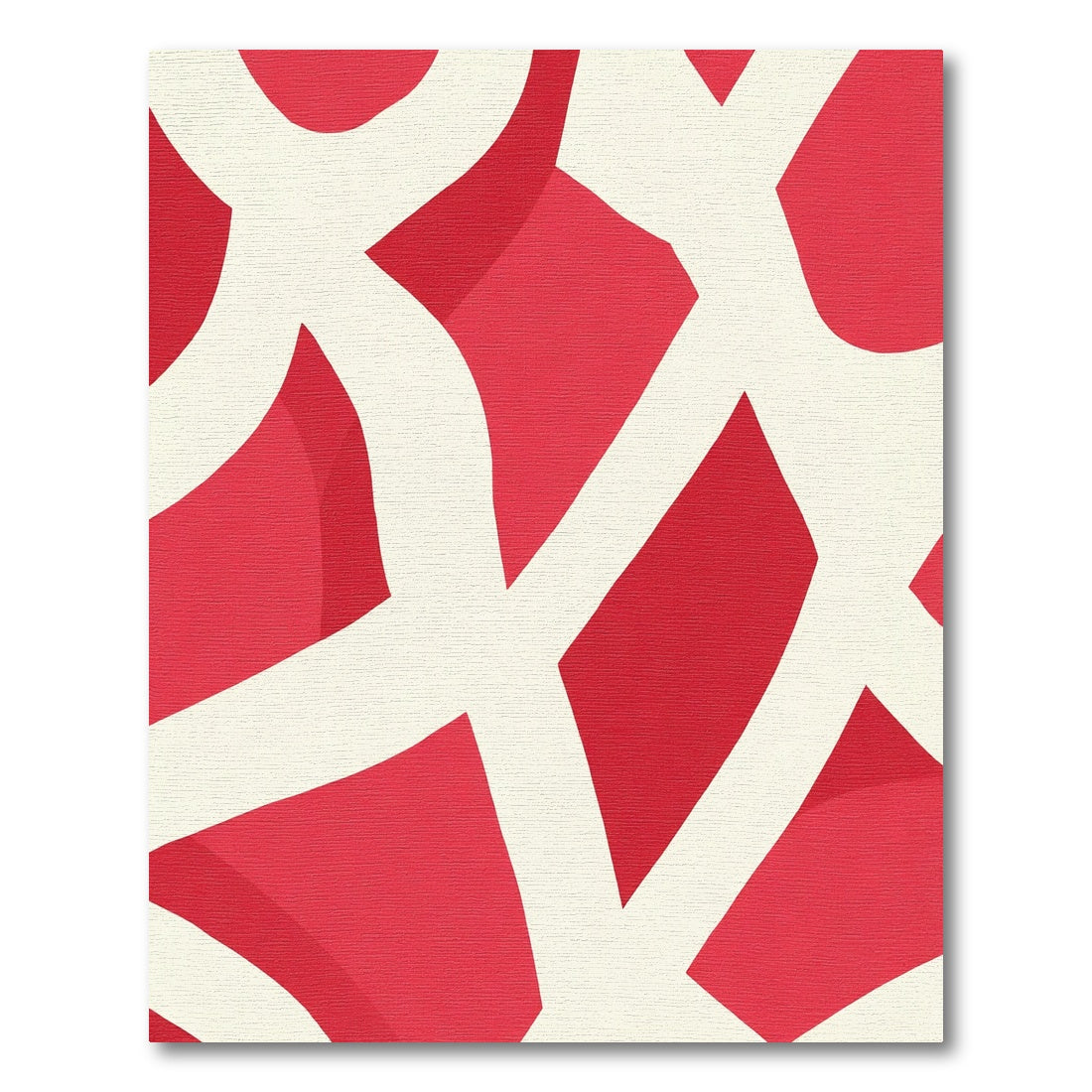 Crimson White Interlocking Curves Rug
