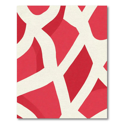 Crimson White Interlocking Curves Rug