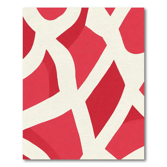 Crimson White Interlocking Curves Rug
