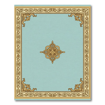 Golden Scroll Medallion Light Blue Rug