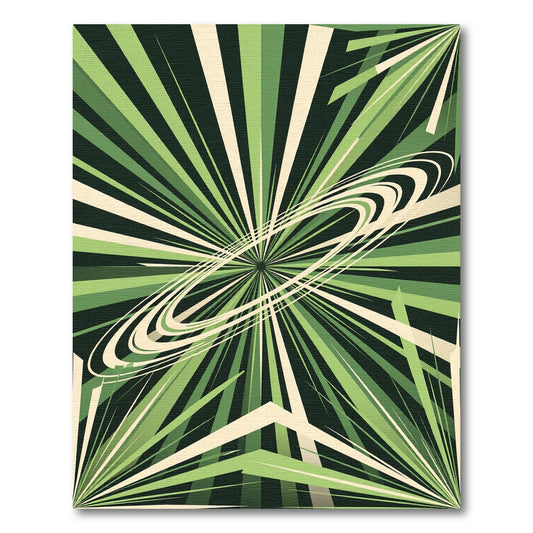 Modern Emerald Radiant Burst Orbit Rug