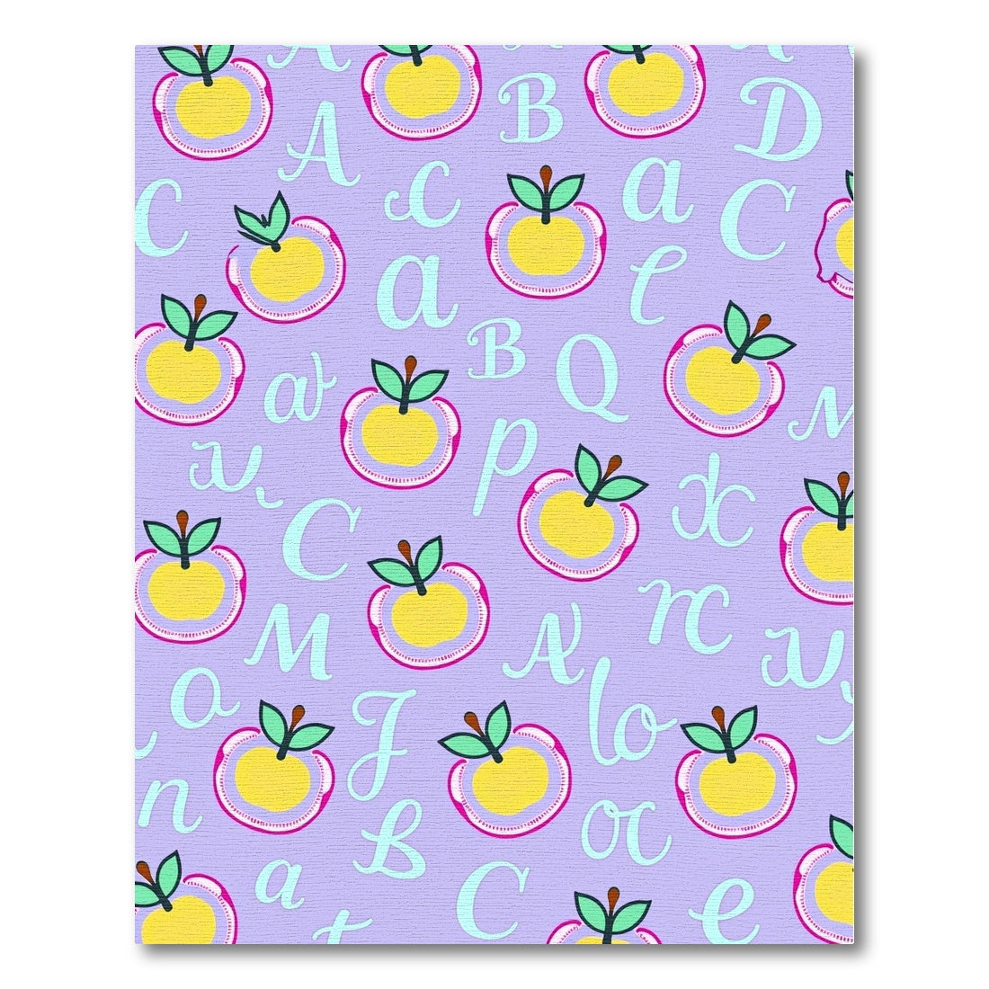Lavender Yellow Apple Alphabet Collage Rug