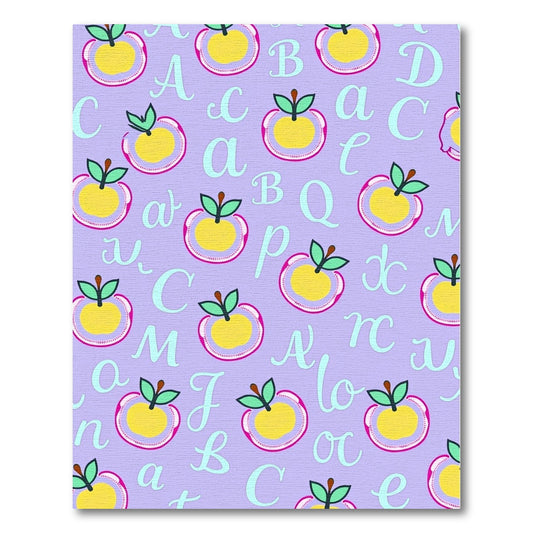 Lavender Yellow Apple Alphabet Collage Rug