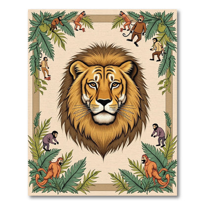 Golden Lion Monkey Jungle Scene Rug