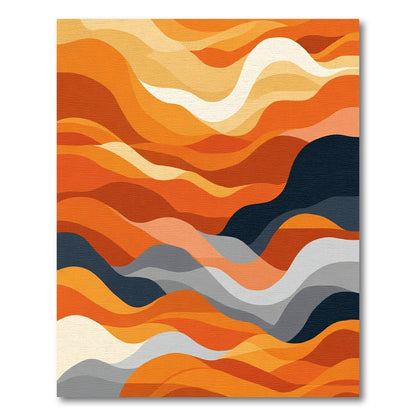 Warm Orange Abstract Layered Waves Rug