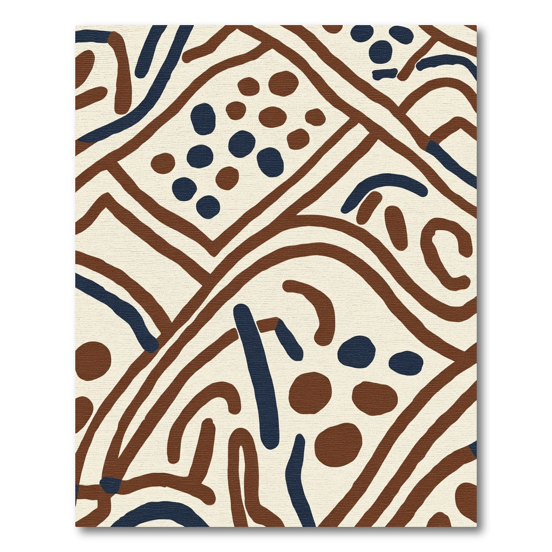 Brown Cream Abstract Organic Curvy Forms Rug