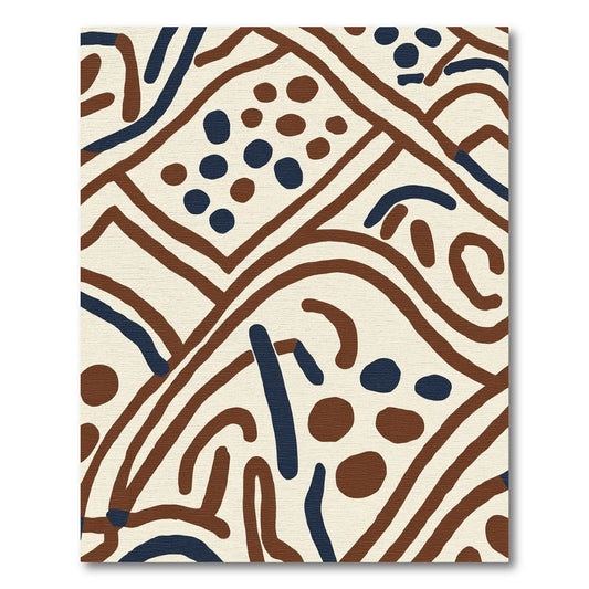 Brown Cream Abstract Organic Curvy Forms Rug