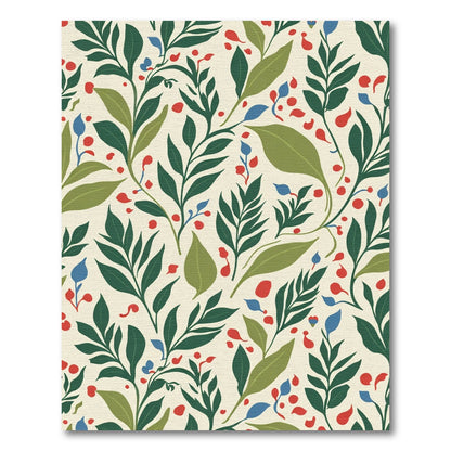 Cream Botanical Berry Red Blue Vines Rug