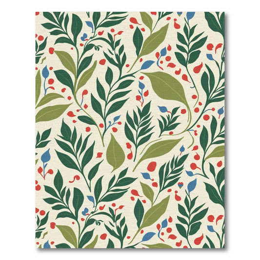 Cream Botanical Berry Red Blue Vines Rug