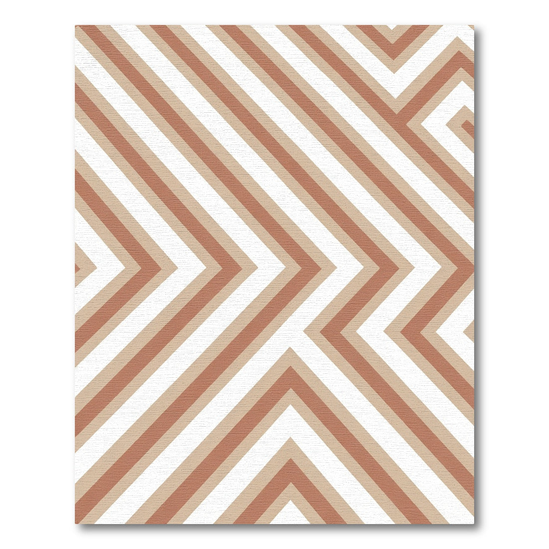 Terracotta White Angular Stripe Rug