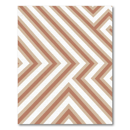 Terracotta White Angular Stripe Rug
