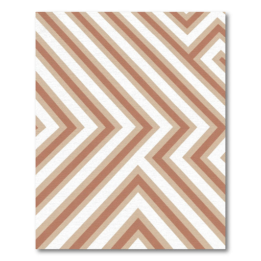 Terracotta White Angular Stripe Rug