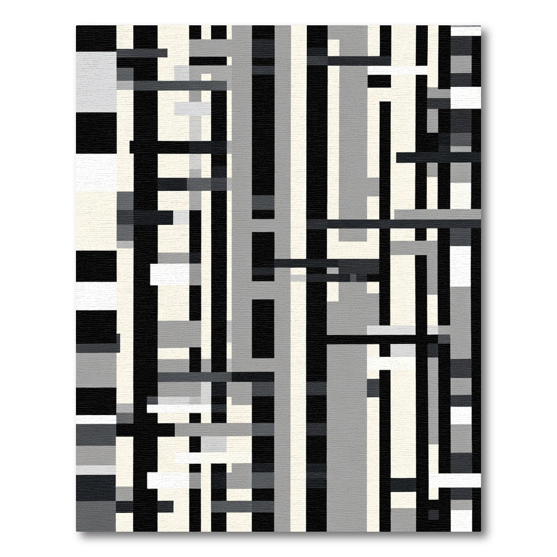 Monochromatic Abstract Geometric Lines Rug