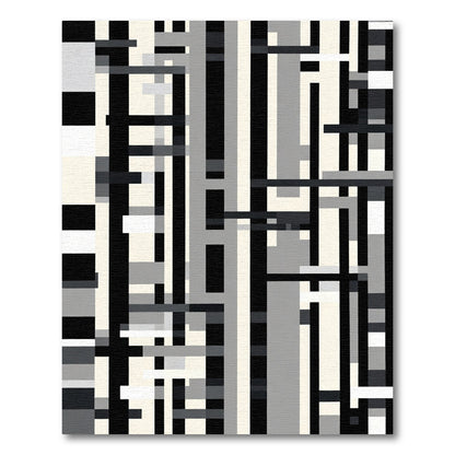 Monochromatic Abstract Geometric Lines Rug