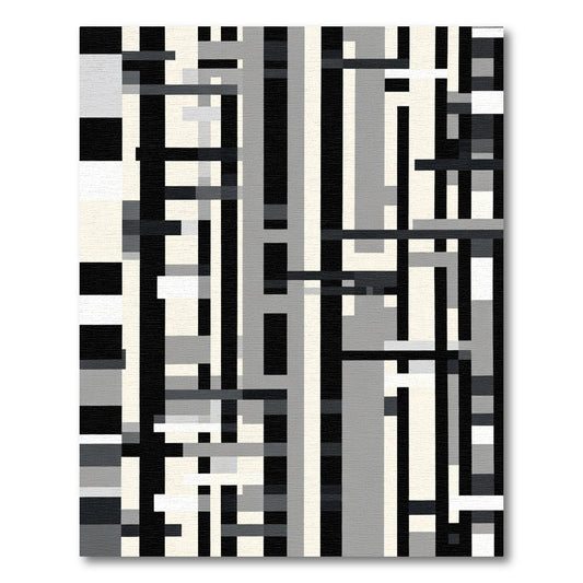 Monochromatic Abstract Geometric Lines Rug