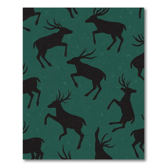 Deep Teal Silhouette Deer Repeating Rug
