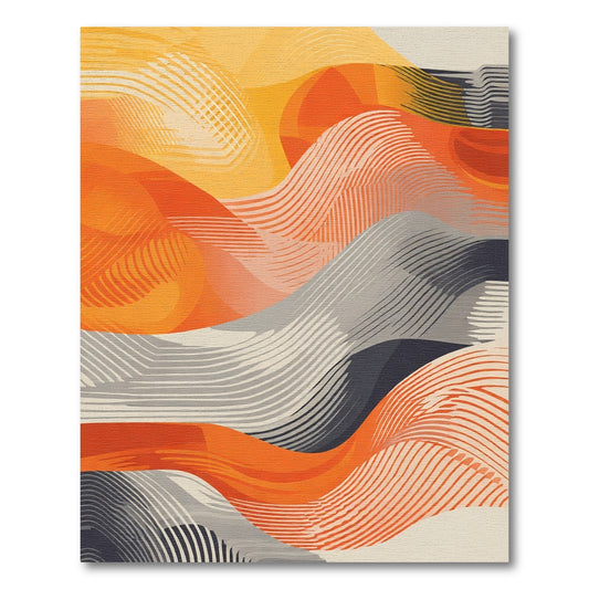 Vibrant Orange Wavy Ripples Rug