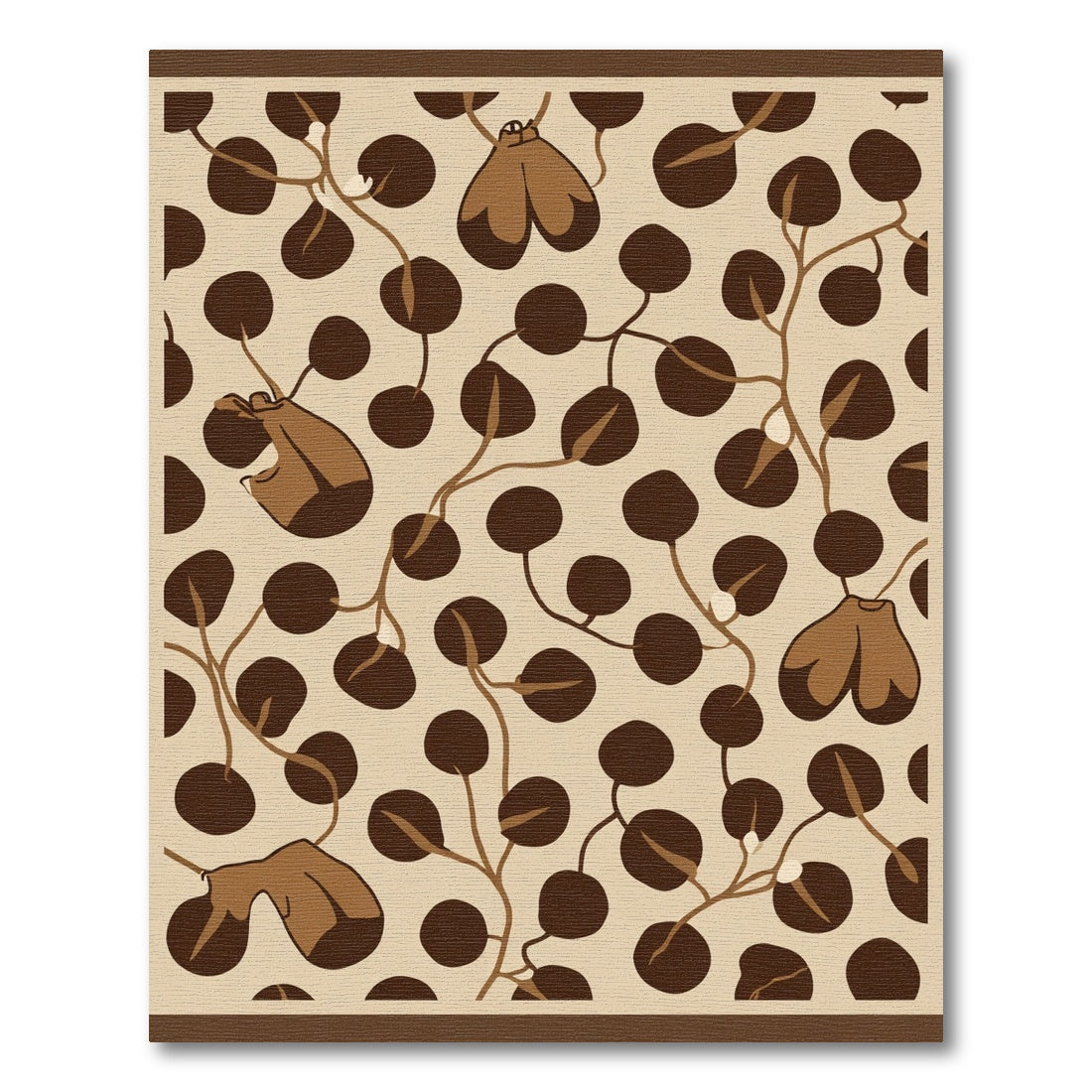 Brown Moth White Pods Swirl Rug
