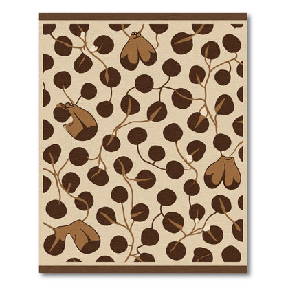 Brown Moth White Pods Swirl Rug