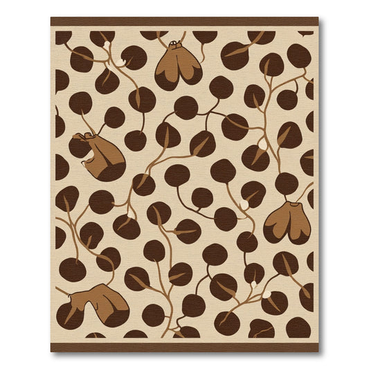 Brown Moth White Pods Swirl Rug