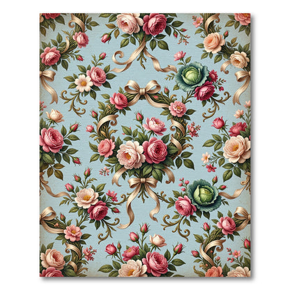 Vintage Chintz Rose Ribbon Bouquet Rug