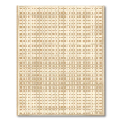 Neutral Beige Woven Grid Rug