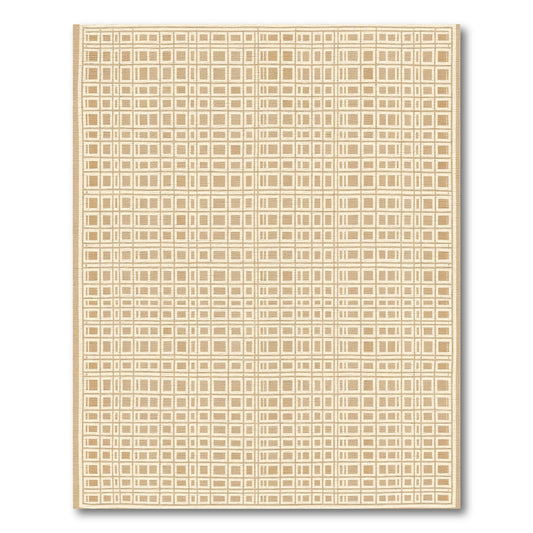 Neutral Beige Woven Grid Rug