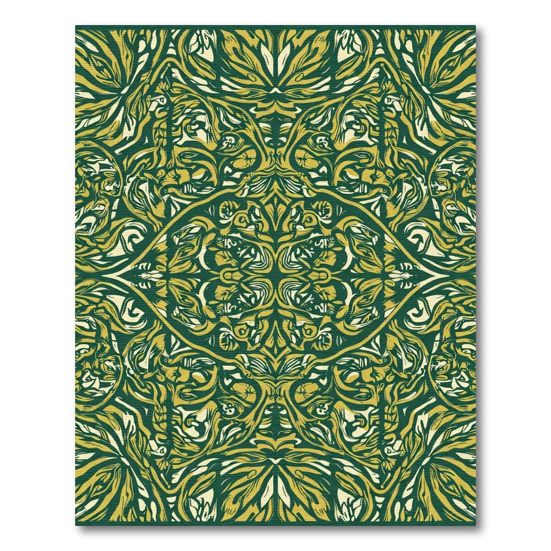 Emerald Gold Elaborate Scroll Rug