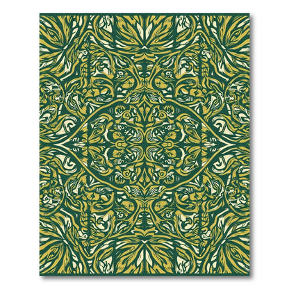 Emerald Gold Elaborate Scroll Rug