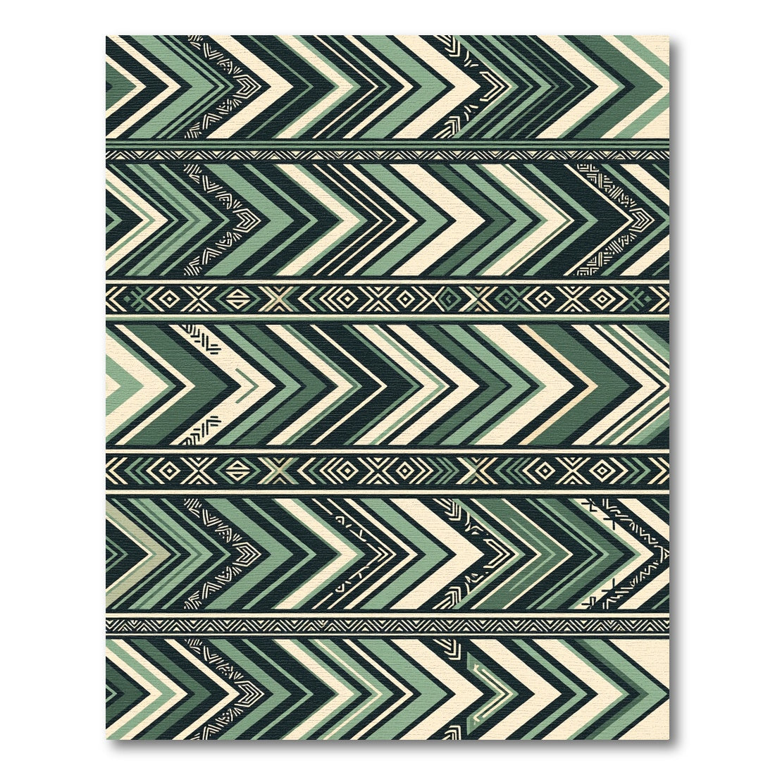 Geometric Sage Green Chevron Stripe Rug