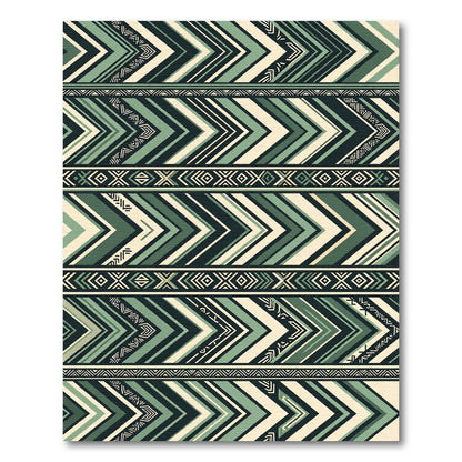 Geometric Sage Green Chevron Stripe Rug