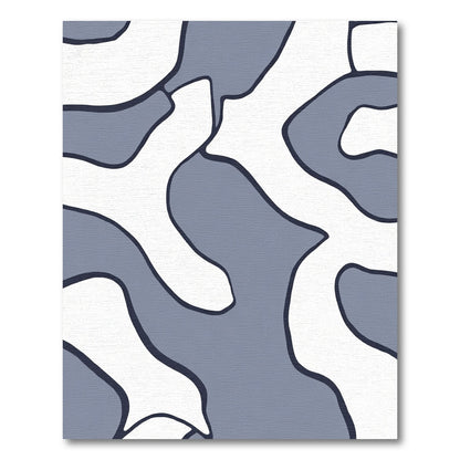 Contemporary Blue Abstract Blob Rug