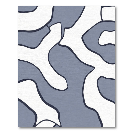 Contemporary Blue Abstract Blob Rug