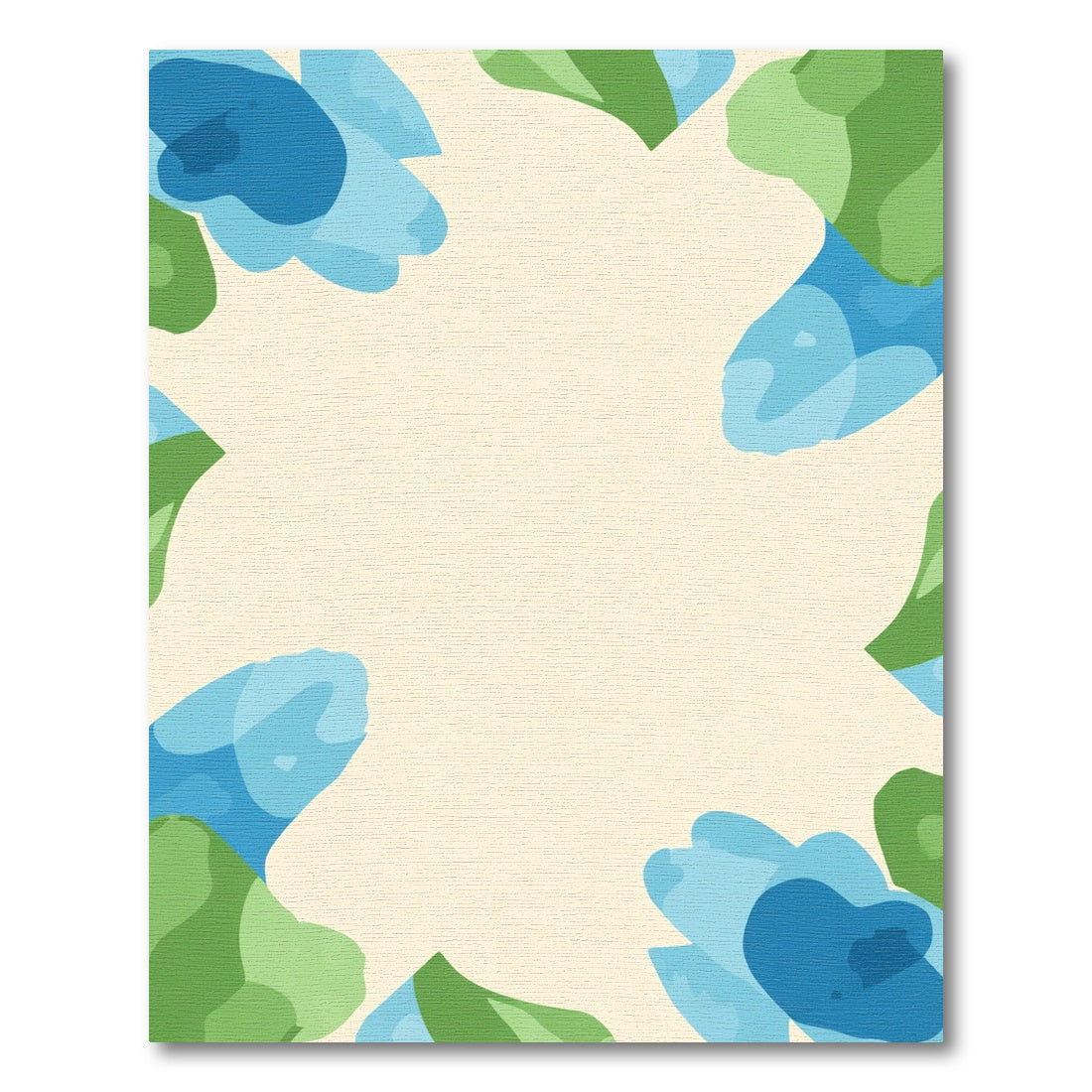 Abstract Blue Green Floral Border Rug