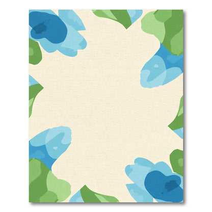 Abstract Blue Green Floral Border Rug
