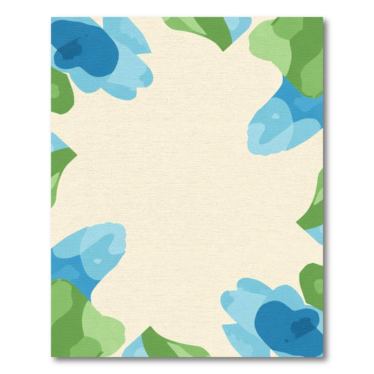 Abstract Blue Green Floral Border Rug