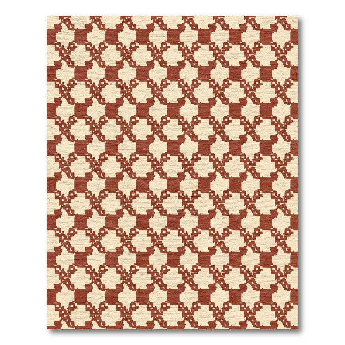 Rustic Red Beige Lattice Rug