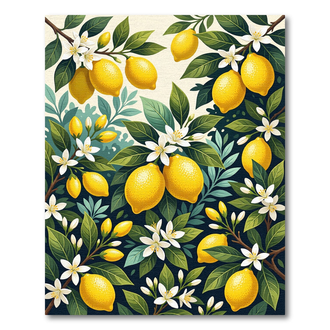 Vibrant Sunny Lemon Blossom Botanical Garden Rug